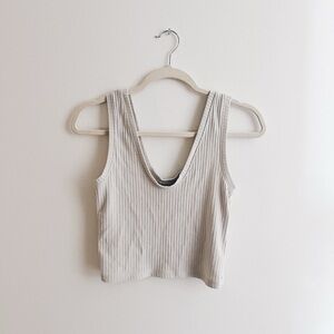 Abercrombie & Fitch Ribbed Cream Crop Top Size S